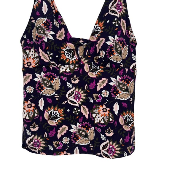 Lands End Womens Floral Tankini Top Sz 16 W/Built-In Bra Support Deep V-Neckline - Picture 10 of 13